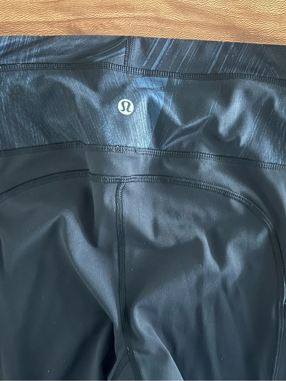 Lululemon High Rise Black Blue Abstract Print Leggings Side Pockets | Size: 6